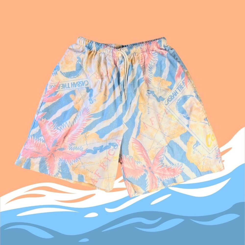 VTG Fun Connections Boys Waistband Shorts Sz 12 Summer Beach Retro Colorful